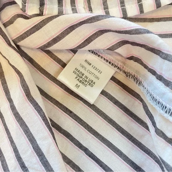 XiRENA White Black Pink Striped Rolled Cuff Short Sleeve Top Medium - Picture 8 of 12